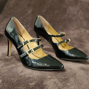 Ann Taylor Jessy Patent Leather Pump Black Buckles